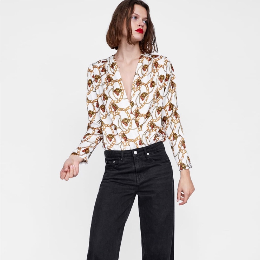 Zara Chain Print Bodysuit NWT